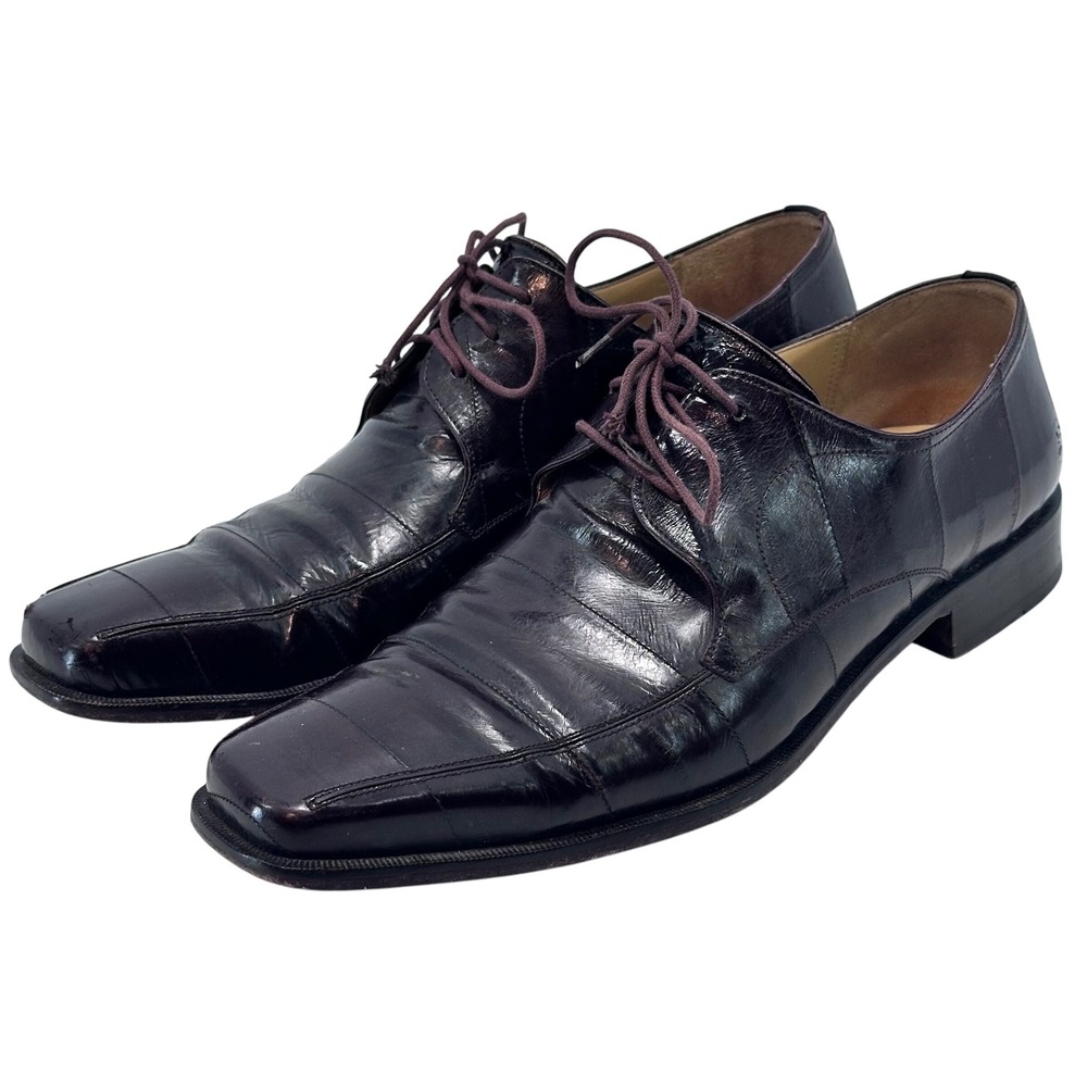 Mezlan Platinum‎ Dinan Eel Skin Lace Up Dress Shoes Sz 91/2 M EUC